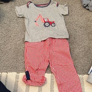 Mini Boden Gray and Red Kids Matching Set